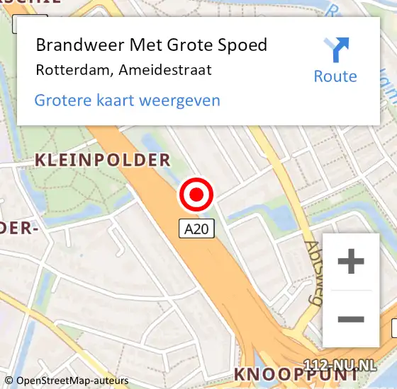 Locatie op kaart van de 112 melding: Brandweer Met Grote Spoed Naar Rotterdam, Ameidestraat op 2 november 2024 21:53