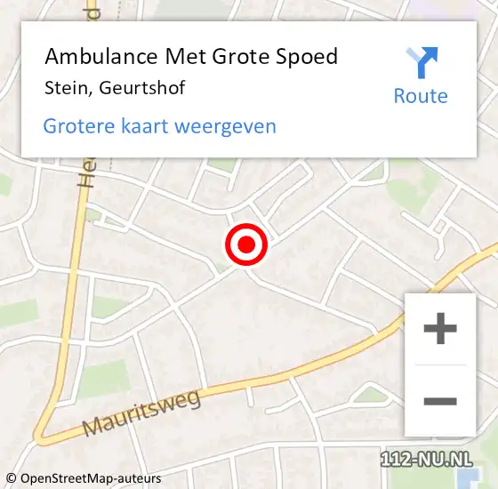 Locatie op kaart van de 112 melding: Ambulance Met Grote Spoed Naar Stein, Geurtshof op 18 oktober 2013 17:58