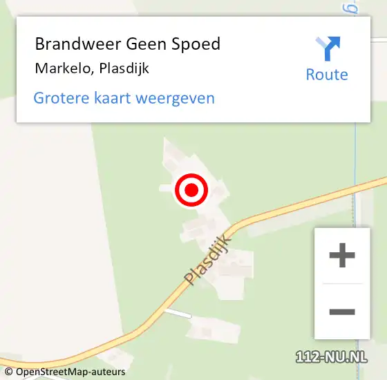 Locatie op kaart van de 112 melding: Brandweer Geen Spoed Naar Markelo, Plasdijk op 2 november 2024 22:08