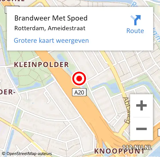 Locatie op kaart van de 112 melding: Brandweer Met Spoed Naar Rotterdam, Ameidestraat op 2 november 2024 22:52