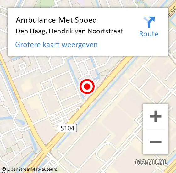 Locatie op kaart van de 112 melding: Ambulance Met Spoed Naar Den Haag, Hendrik van Noortstraat op 2 november 2024 23:01