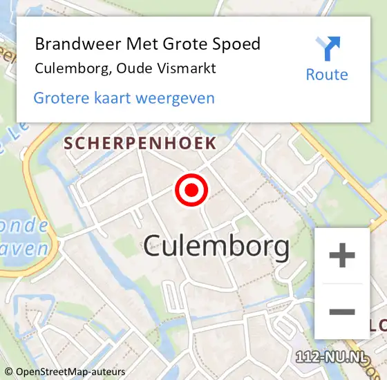 Locatie op kaart van de 112 melding: Brandweer Met Grote Spoed Naar Culemborg, Oude Vismarkt op 2 november 2024 23:08