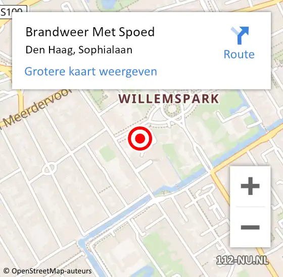 Locatie op kaart van de 112 melding: Brandweer Met Spoed Naar Den Haag, Sophialaan op 2 november 2024 23:09