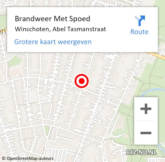 Locatie op kaart van de 112 melding: Brandweer Met Spoed Naar Winschoten, Abel Tasmanstraat op 2 november 2024 23:16