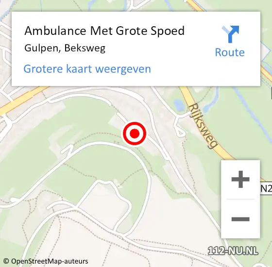 Locatie op kaart van de 112 melding: Ambulance Met Grote Spoed Naar Gulpen, Beksweg op 25 oktober 2014 16:33