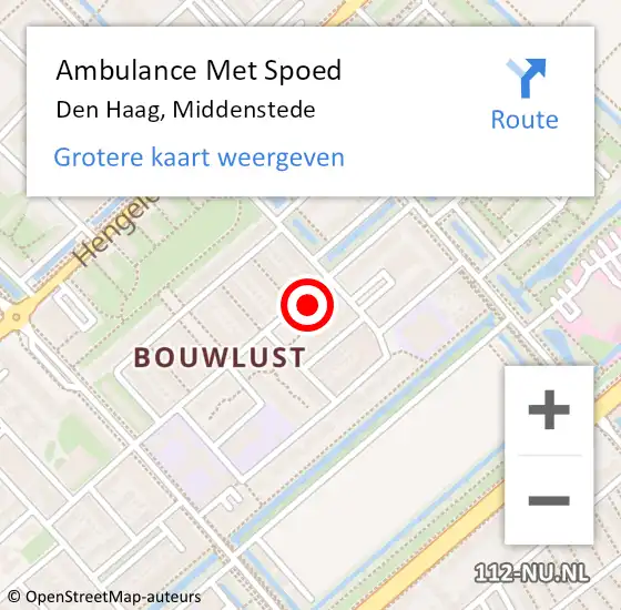 Locatie op kaart van de 112 melding: Ambulance Met Spoed Naar Den Haag, Middenstede op 2 november 2024 23:27