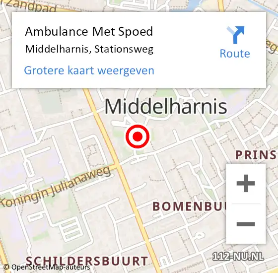 Locatie op kaart van de 112 melding: Ambulance Met Spoed Naar Middelharnis, Stationsweg op 2 november 2024 23:34