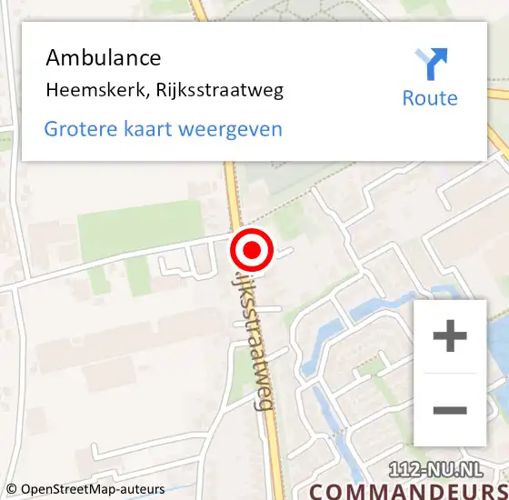 Locatie op kaart van de 112 melding: Ambulance Heemskerk, Rijksstraatweg op 2 november 2024 23:56