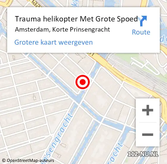 Locatie op kaart van de 112 melding: Trauma helikopter Met Grote Spoed Naar Amsterdam, Korte Prinsengracht op 3 november 2024 00:03