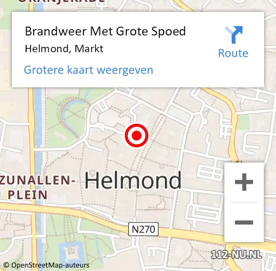 Locatie op kaart van de 112 melding: Brandweer Met Grote Spoed Naar Helmond, Markt op 3 november 2024 00:28