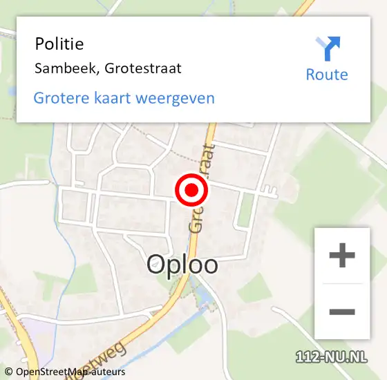 Locatie op kaart van de 112 melding: Politie Sambeek, Grotestraat op 3 november 2024 00:47