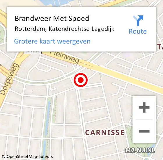 Locatie op kaart van de 112 melding: Brandweer Met Spoed Naar Rotterdam, Katendrechtse Lagedijk op 3 november 2024 01:25