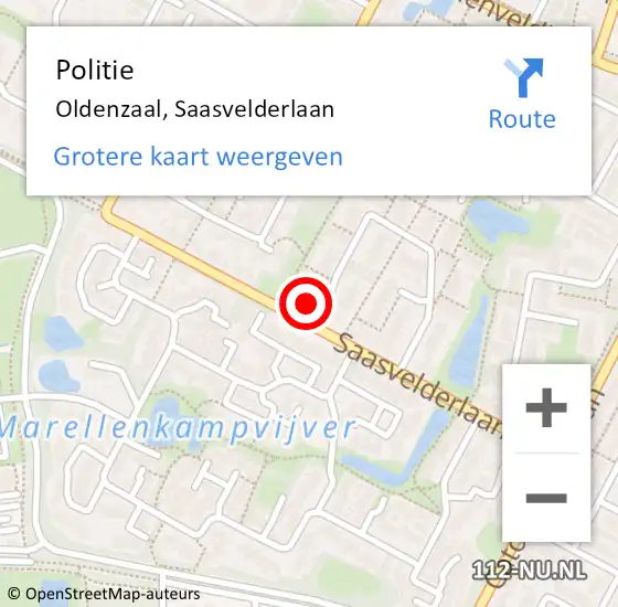 Locatie op kaart van de 112 melding: Politie Oldenzaal, Saasvelderlaan op 3 november 2024 01:53