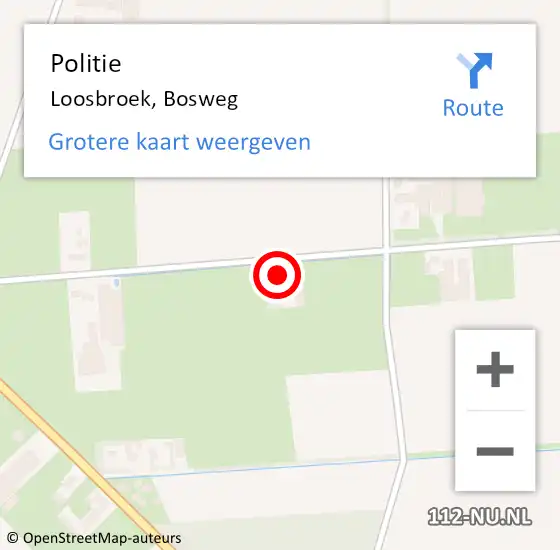 Locatie op kaart van de 112 melding: Politie Loosbroek, Bosweg op 3 november 2024 01:57