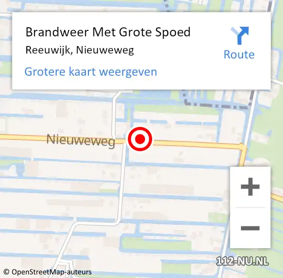 Locatie op kaart van de 112 melding: Brandweer Met Grote Spoed Naar Reeuwijk, Nieuweweg op 3 november 2024 01:59