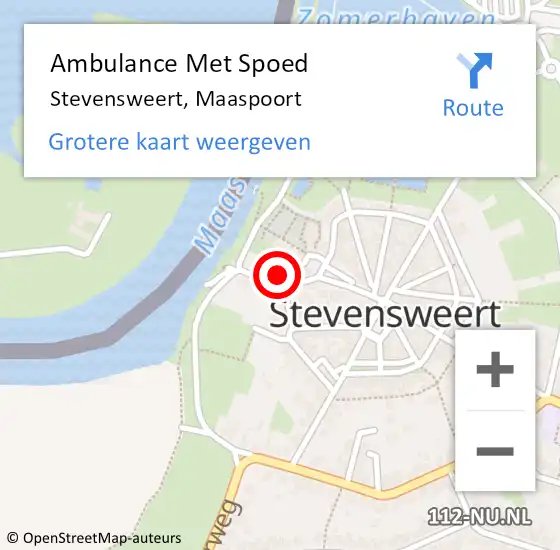 Locatie op kaart van de 112 melding: Ambulance Met Spoed Naar Stevensweert, Maaspoort op 3 november 2024 02:05