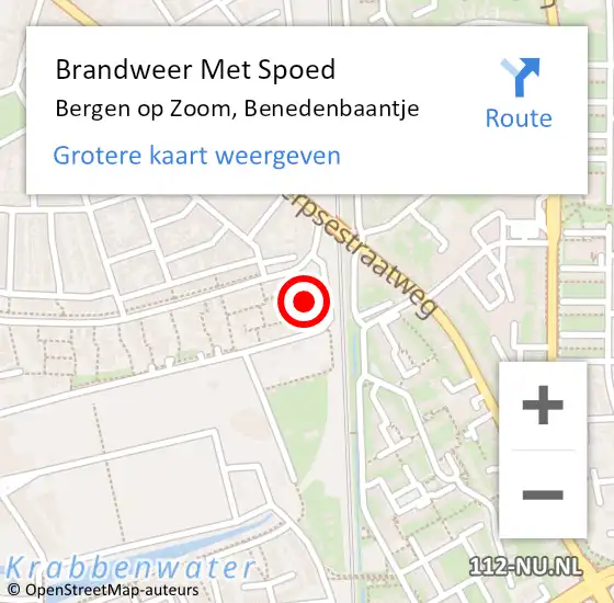 Locatie op kaart van de 112 melding: Brandweer Met Spoed Naar Bergen op Zoom, Benedenbaantje op 3 november 2024 02:11