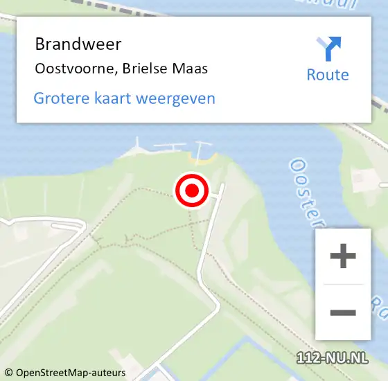 Locatie op kaart van de 112 melding: Brandweer Oostvoorne, Brielse Maas op 3 november 2024 02:15