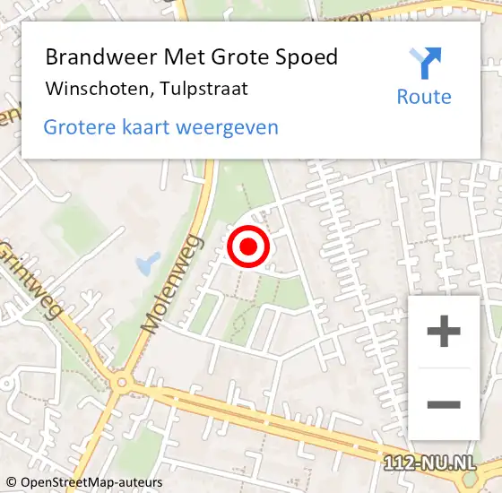 Locatie op kaart van de 112 melding: Brandweer Met Grote Spoed Naar Winschoten, Tulpstraat op 3 november 2024 02:23