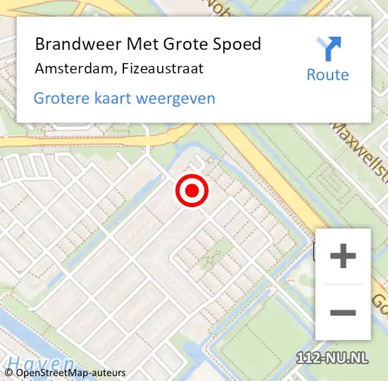 Locatie op kaart van de 112 melding: Brandweer Met Grote Spoed Naar Amsterdam, Fizeaustraat op 3 november 2024 02:37