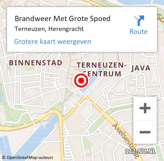 Locatie op kaart van de 112 melding: Brandweer Met Grote Spoed Naar Terneuzen, Herengracht op 3 november 2024 03:07