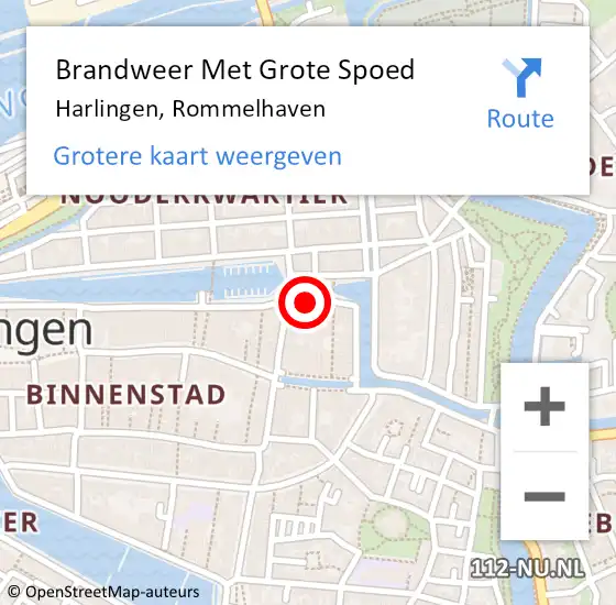 Locatie op kaart van de 112 melding: Brandweer Met Grote Spoed Naar Harlingen, Rommelhaven op 3 november 2024 03:16