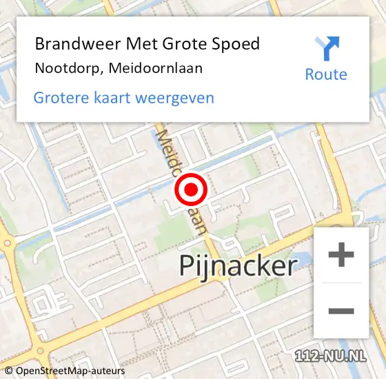 Locatie op kaart van de 112 melding: Brandweer Met Grote Spoed Naar Nootdorp, Meidoornlaan op 3 november 2024 03:25