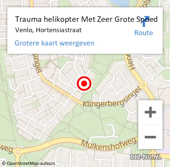 Locatie op kaart van de 112 melding: Trauma helikopter Met Zeer Grote Spoed Naar Venlo, Hortensiastraat op 3 november 2024 03:28