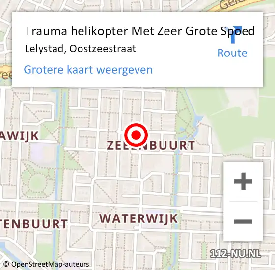 Locatie op kaart van de 112 melding: Trauma helikopter Met Zeer Grote Spoed Naar Lelystad, Oostzeestraat op 3 november 2024 03:33