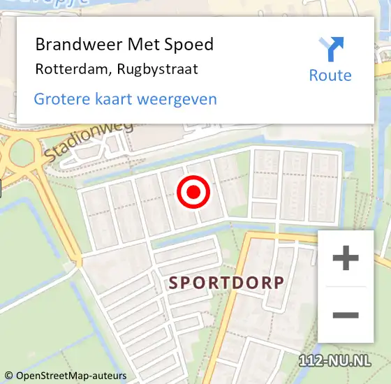 Locatie op kaart van de 112 melding: Brandweer Met Spoed Naar Rotterdam, Rugbystraat op 3 november 2024 04:19