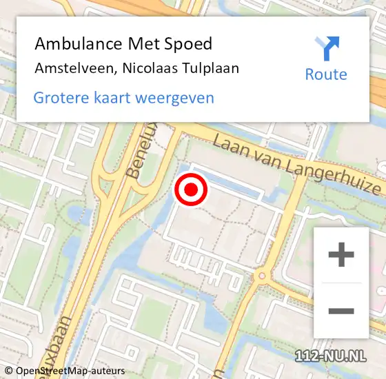 Locatie op kaart van de 112 melding: Ambulance Met Spoed Naar Amstelveen, Nicolaas Tulplaan op 3 november 2024 06:22