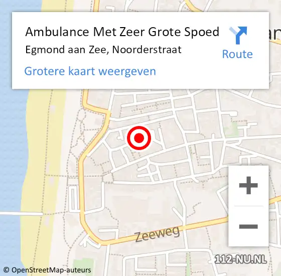 Locatie op kaart van de 112 melding: Ambulance Met Zeer Grote Spoed Naar Egmond aan Zee, Noorderstraat op 3 november 2024 06:53