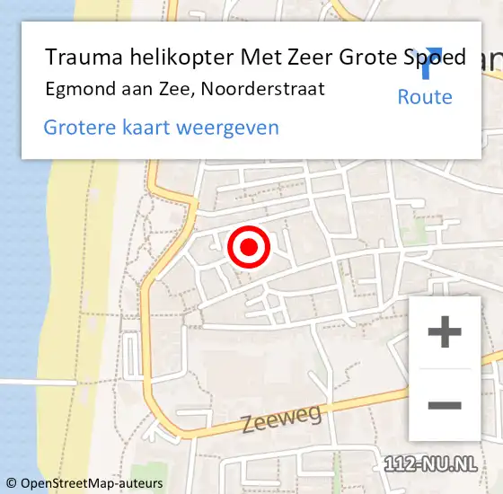 Locatie op kaart van de 112 melding: Trauma helikopter Met Zeer Grote Spoed Naar Egmond aan Zee, Noorderstraat op 3 november 2024 06:55