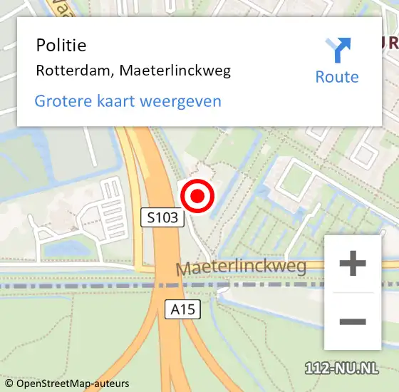 Locatie op kaart van de 112 melding: Politie Rotterdam, Maeterlinckweg op 3 november 2024 06:57