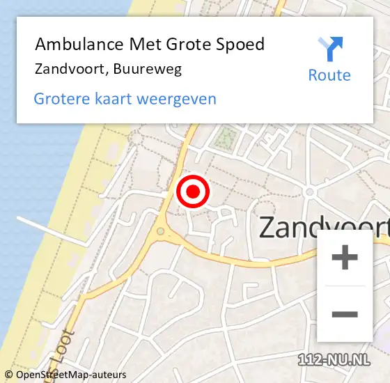 Locatie op kaart van de 112 melding: Ambulance Met Grote Spoed Naar Zandvoort, Buureweg op 3 november 2024 07:13