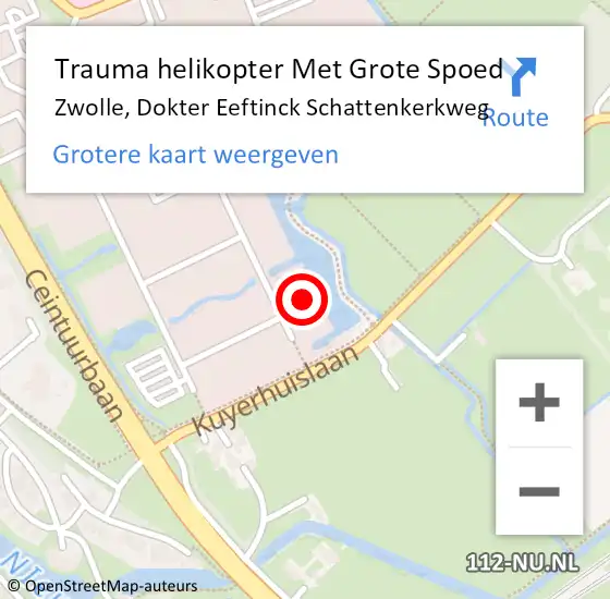 Locatie op kaart van de 112 melding: Trauma helikopter Met Grote Spoed Naar Zwolle, Dokter Eeftinck Schattenkerkweg op 3 november 2024 08:45