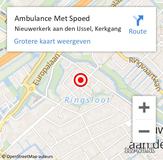 Locatie op kaart van de 112 melding: Ambulance Met Spoed Naar Nieuwerkerk aan den IJssel, Kerkgang op 3 november 2024 08:56