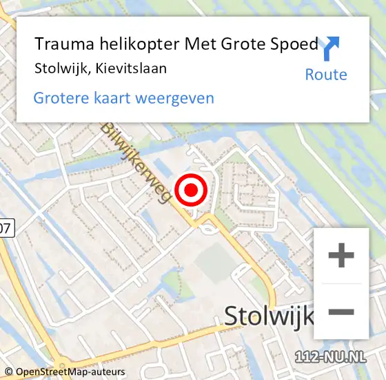 Locatie op kaart van de 112 melding: Trauma helikopter Met Grote Spoed Naar Stolwijk, Kievitslaan op 3 november 2024 09:48