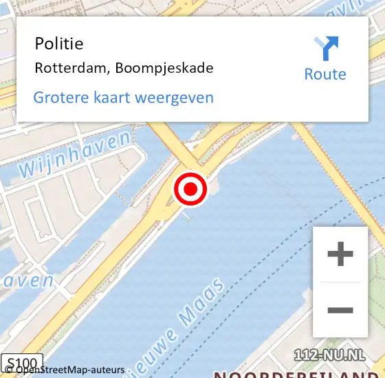 Locatie op kaart van de 112 melding: Politie Rotterdam, Boompjeskade op 3 november 2024 10:02