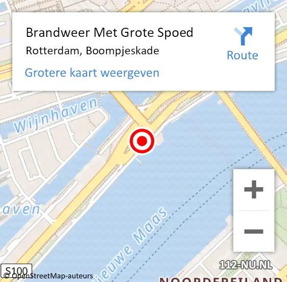 Locatie op kaart van de 112 melding: Brandweer Met Grote Spoed Naar Rotterdam, Boompjeskade op 3 november 2024 10:02