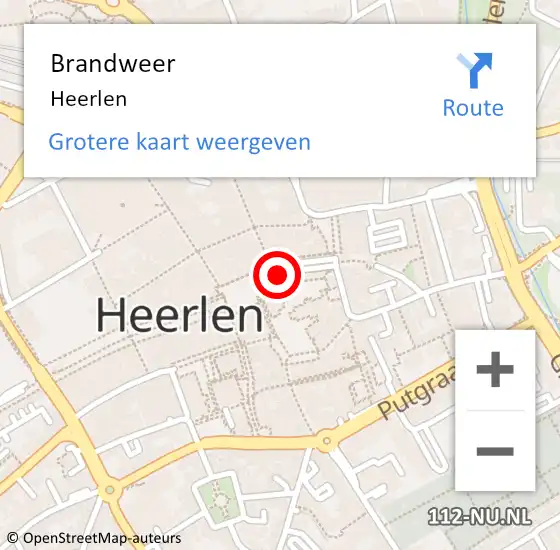 Locatie op kaart van de 112 melding: Brandweer Heerlen op 3 november 2024 10:04