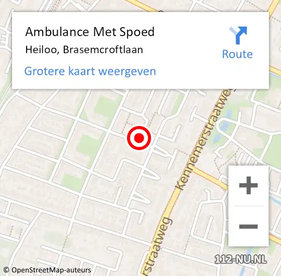 Locatie op kaart van de 112 melding: Ambulance Met Spoed Naar Heiloo, Brasemcroftlaan op 3 november 2024 10:10