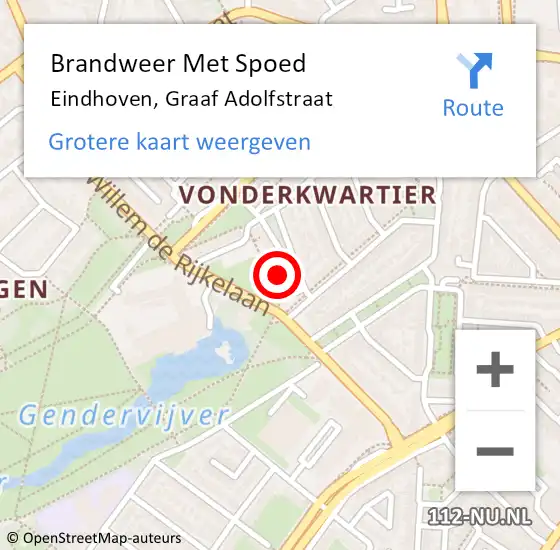 Locatie op kaart van de 112 melding: Brandweer Met Spoed Naar Eindhoven, Graaf Adolfstraat op 3 november 2024 10:43