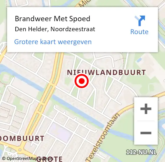 Locatie op kaart van de 112 melding: Brandweer Met Spoed Naar Den Helder, Noordzeestraat op 3 november 2024 10:44