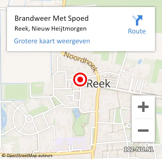 Locatie op kaart van de 112 melding: Brandweer Met Spoed Naar Reek, Nieuw Heijtmorgen op 3 november 2024 10:48