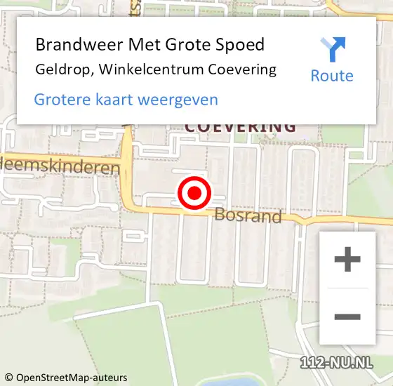 Locatie op kaart van de 112 melding: Brandweer Met Grote Spoed Naar Geldrop, Winkelcentrum Coevering op 3 november 2024 10:51