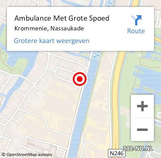 Locatie op kaart van de 112 melding: Ambulance Met Grote Spoed Naar Krommenie, Nassaukade op 3 november 2024 10:57