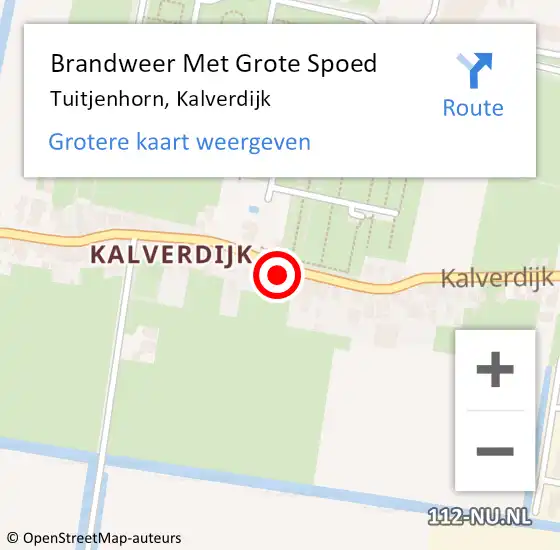 Locatie op kaart van de 112 melding: Brandweer Met Grote Spoed Naar Tuitjenhorn, Kalverdijk op 18 oktober 2013 18:04