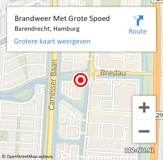 Locatie op kaart van de 112 melding: Brandweer Met Grote Spoed Naar Barendrecht, Hamburg op 3 november 2024 11:26