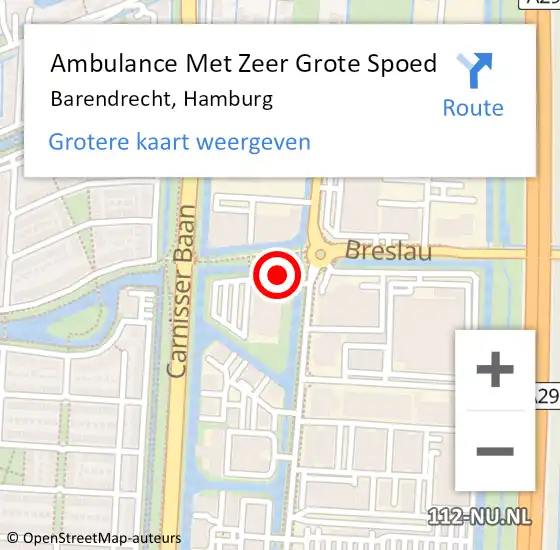 Locatie op kaart van de 112 melding: Ambulance Met Zeer Grote Spoed Naar Barendrecht, Hamburg op 3 november 2024 11:28